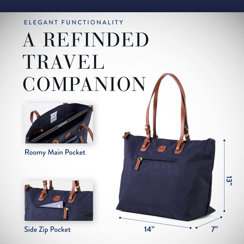 Bric's X-Collection Sportina Large 3-in-1 Tote Bag - Water-Resistant Recycled Nylon Travel Carry-On Bag with Adjustable Strap and Luggage Pass-Through - Detachable Pouch Included - Navy - Image 5